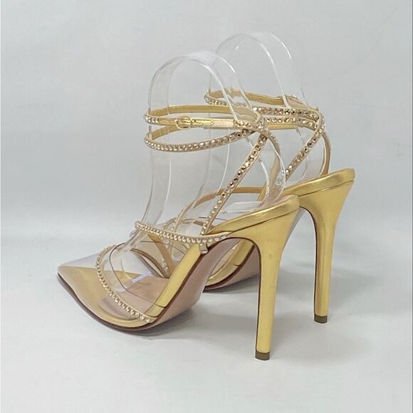 Andrea Wazen Leather & Crystal Pumps size 37.5 - Picture 10 of 14